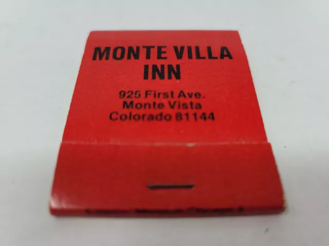 Vintage MONTE VILLA INN Motel Restaurant Monte Vista CO Unused Matchbook Full