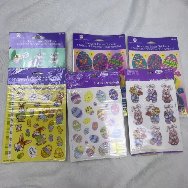 AGC Inc Heartline Easter Stickers Iridescent Rolly Eyes Lot Of 6