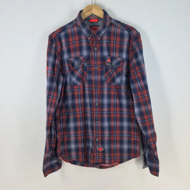 Superdry mens button up shirt size M multicolour plaid flannel long sleeve076904