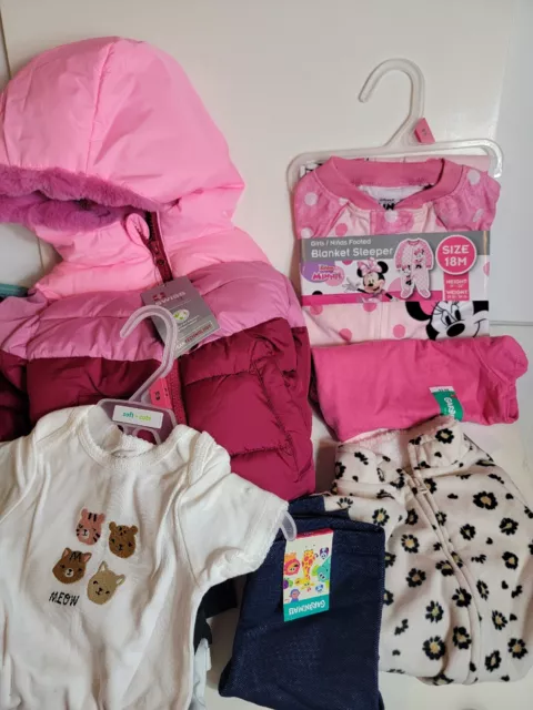 Lot Of 7 Toddler Girls Clothing Clothes Jacket Disney Swiss Carters 18m Outfit