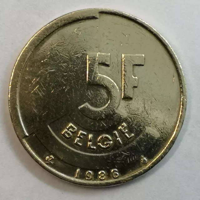 Monnaie Belgique - 1986 - 5 francs - Baudouin Ier en néerlandais