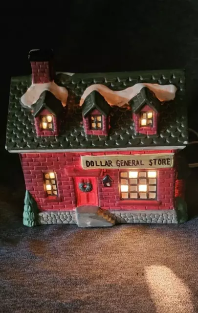Vtg Light Up Village House Christmas Winter Valley Dollar General Store W/cord