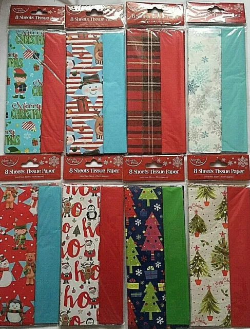 Luxury Christmas 8 Sheets Tissue Paper Wrapping Gifts Tissue Paper XMAS