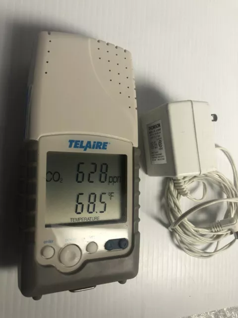 Telaire 7001 CO2 Temperature Monitor Detector and power supply Excellent Conditi