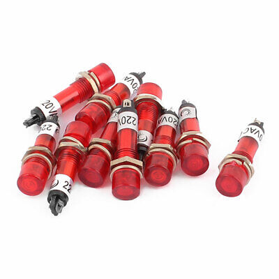 10 PZ AC 220V 2 terminali segnale di luce Rossa Lampada Indicatore filettato 
