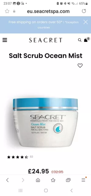 SEACRET Body Salt SCRUB Ocean Mist Dead Sea Minerals All skins Paraben-free 350g