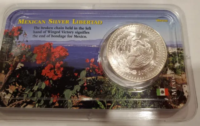 Rare~ 1991  MEXICAN LIBERTAD Littleton Showpak  1oz Silver Coin .999 BU Bullion