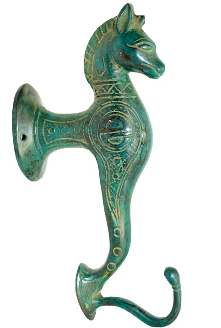 Seahorse Nautical Wall Hook hanger  Verdigris Solid Cast Bronze Metal Bali Art