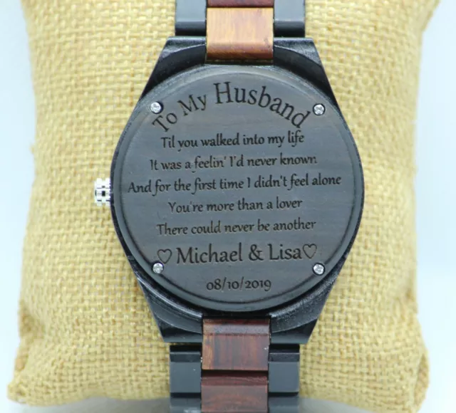 Personalized Wooden Watch with Typed or Custom Handwritten Messages