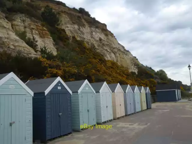 Photo 6x4 Beach huts and cliffs, Branksome Dene Bournemouth  c2017