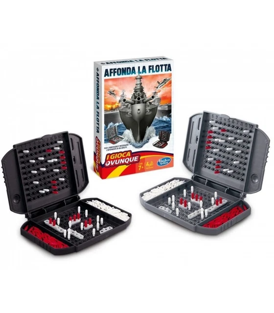 Hasbro Gaming Affonda La Flotta Travel | Gioco Di Strategia Navale Da Viaggio | Per 2 Giocatori, Dai 7 Anni | Con 10 Navi, Plance E Pioli Segna Colpi | Versione Tascabile