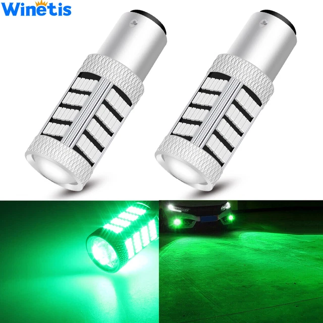 2X BAY15d 1157 LED Bulbs 2000K Green High Bright 3030 SMD Turn Signal DRL Lights