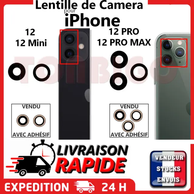Lentille + Adhésif Verre Caméra Appareil Photo pour iPhone 12 12 Pro 12 Pro Max
