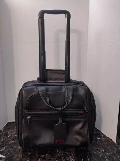 TUMI Wheeled Rolling Briefcase Black Travel Bag 96102D4