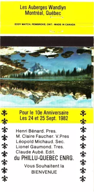 Montreal Quebec Canada Phillu-Quebec Enrg., Vintage Matchbook Cover