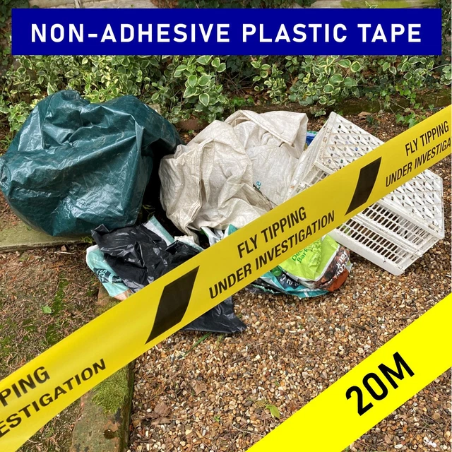FLY TIPPING UNDER INVESTIGATION marcatura/nastro cordino in plastica non adesivo (20M)