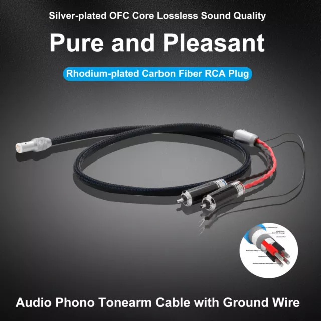 HiFi 5N OFC Silver Plate Tonarmkabel 5 Pin DIN zu Carbon Fiber RCA Phonokabel