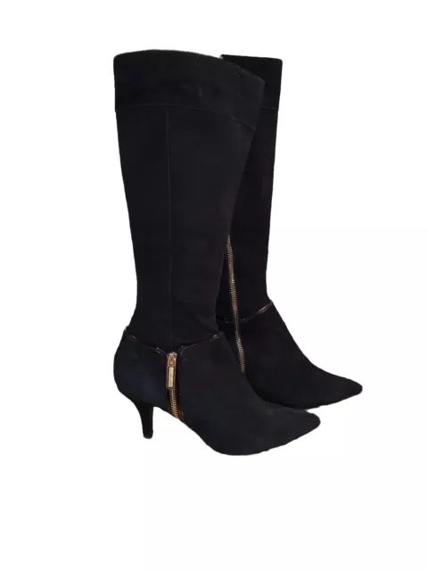 Ellen Tracy Classic Black Knee High Leather Boots Size 8