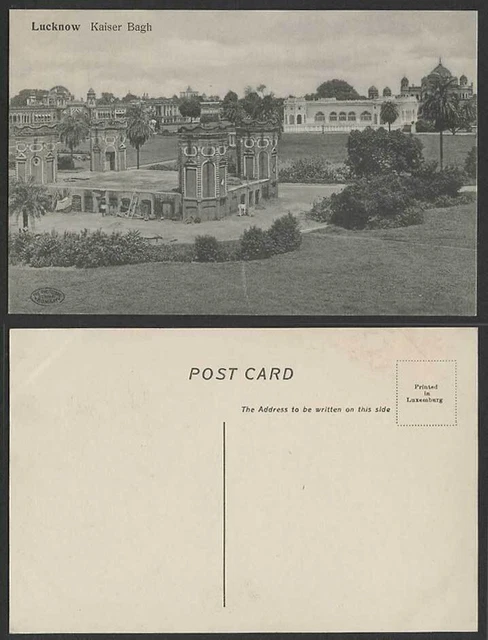 India Old Postcard Kaiser Bagh, Lucknow, Palm Trees The Phototype Company Bombay