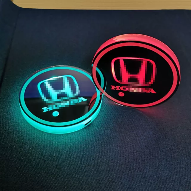 2x LED Lights Car Cup Holder Mat Cup Pad Drinks Coaster 7 Colors Car Accessories