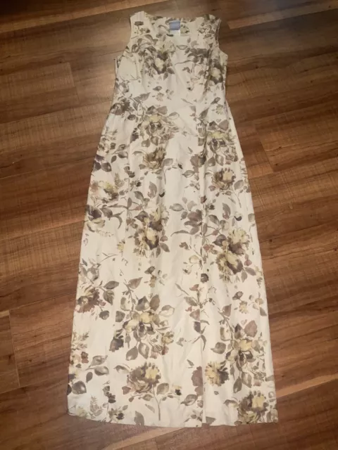 Vintage Laura Ashley Womens 8 Dress Long Silk Linen Blend Floral