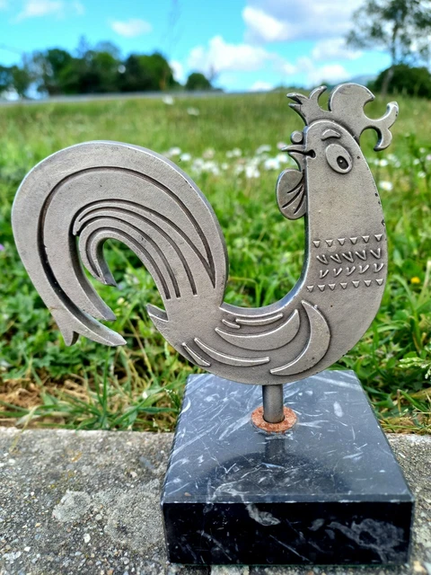 Sujet en étain massif de la collection Michel Laude  LE COQ GAULOIS  lot de 2