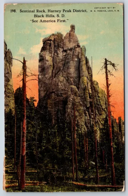 Postcard Sentinal Rock Harney Peak District Black Hills South Dakota Posted