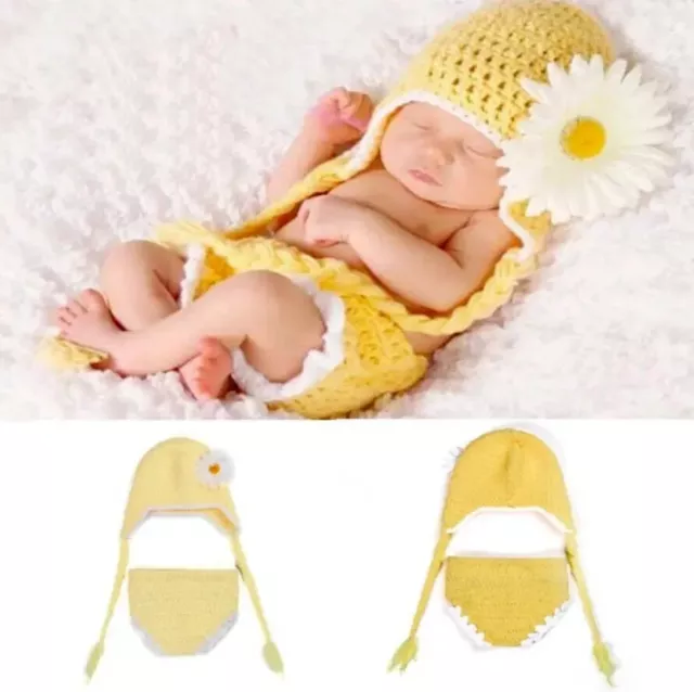 Newborn Baby Crochet Knit Costume Photo Photography Prop Girls Boys Outfits 01