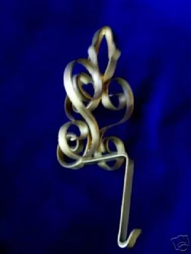 Collectible Gold Color Strong Wrought Iron Shelf Hanger /  Hook - Hard to Find