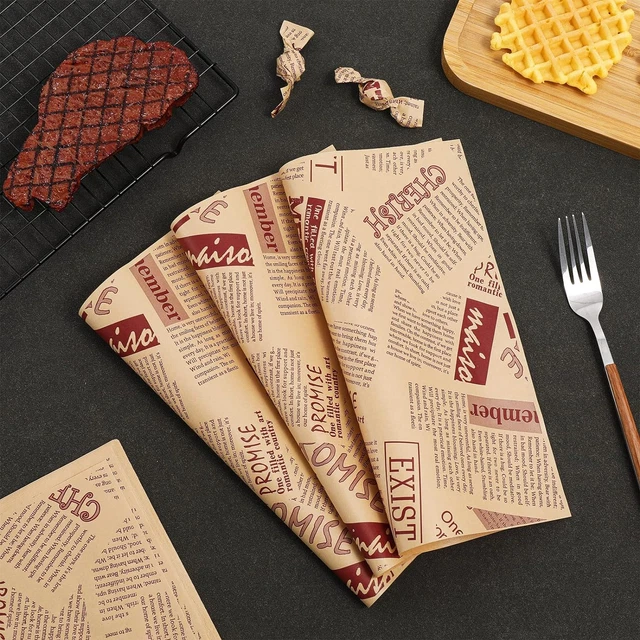 150Pcs Wax Paper Brown Newspaper Food Picnic Paper Greaseproof Waterpro