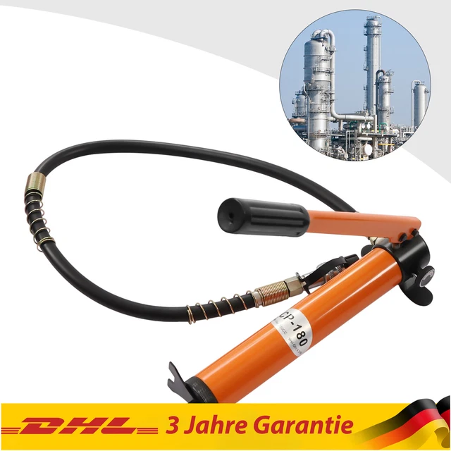 CP-180 HYDRAULISCHE HANDPUMPE Manuelle Hydraulikpumpe mit Schlauch Neu ...