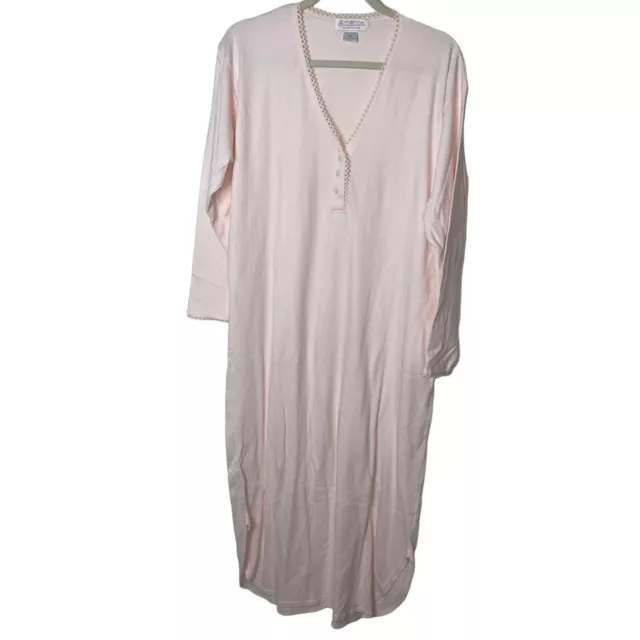 Nordstrom Lingerie Womens Nightgown Pink Size Small Long Sleeve Pure Cotton