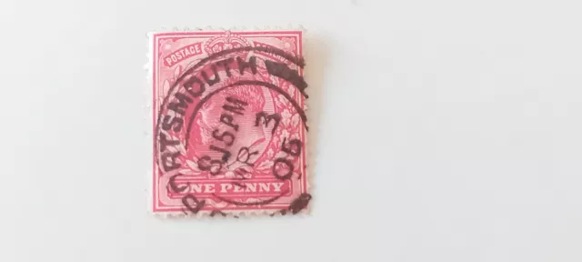 GB KEV11 1d Red - Portsmouth Hampshire Postmark