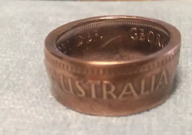 Australian Penny Hand Made Copper Coin Ring 1952  Value