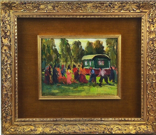 Felice Vellan (Torino 1889 - 1976) Quadro Dipinto PAESAGGIO "Tzigano di Gonzaga"