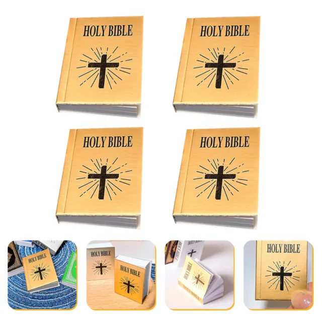 4 Pcs Papier Mini-Bibel Kind Kinder Dekor Puppenhauszubehör