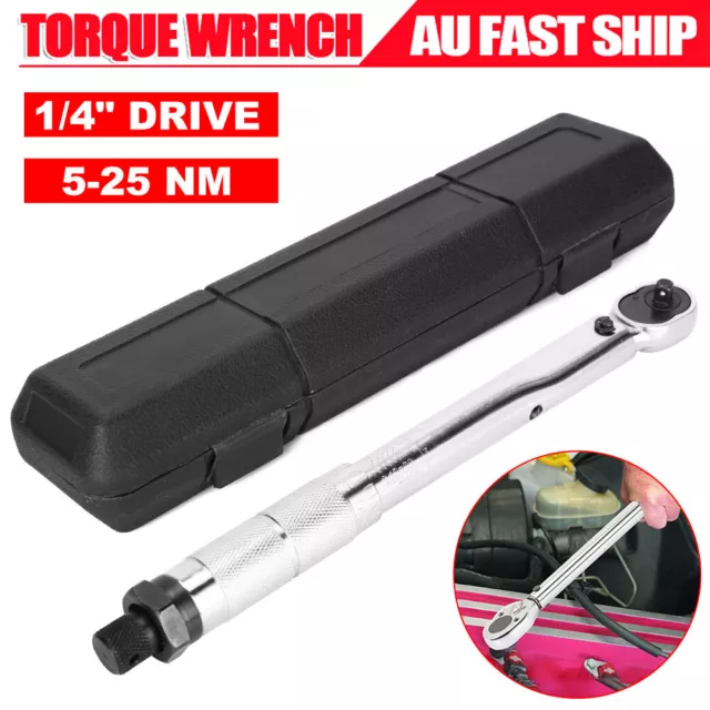 Torque Wrench 1/4 5-25nm Hand Tool Adjustable Ratcheting Spanner Ratchet Spanner