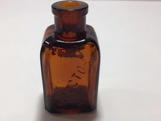 Nice ORANGE AMBER Embossed CORECTOR Old Ink Bottle J28