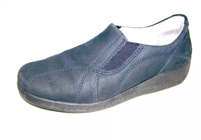 ROHDE Halb Schuhe dunkelblaue Wildleder Slipper 38 UK 5 Damen flach bequem TOP