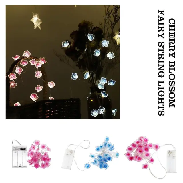 Rose Flower Fairy String Lights Battery Garden Party Lamp Wedding Blossom D4M3