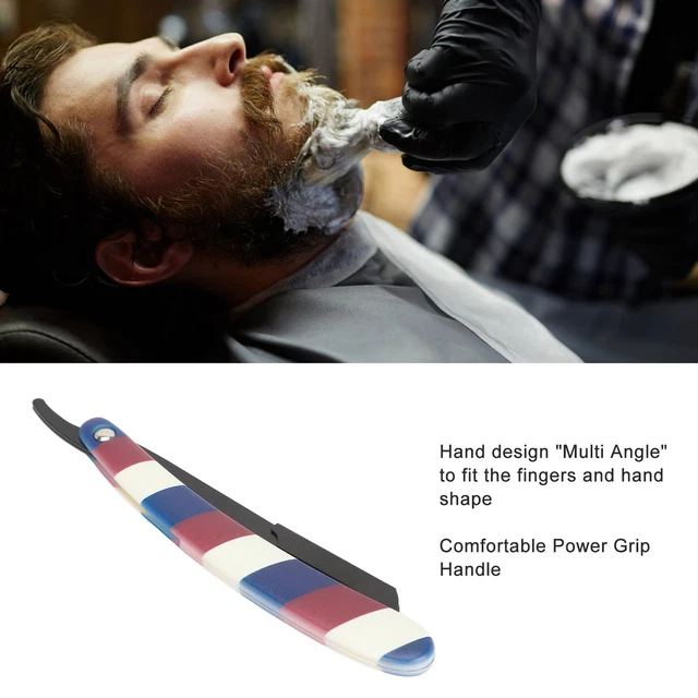 Manual Beard Knife Rack Foldable Stainless Steel Ergonomic Handle Stripe Vin Esp
