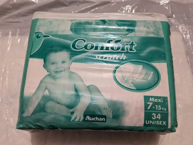 1 Pack couches bébé Auchan PLASTIC BACKED Diapers Couches alte vintage vtg abdl