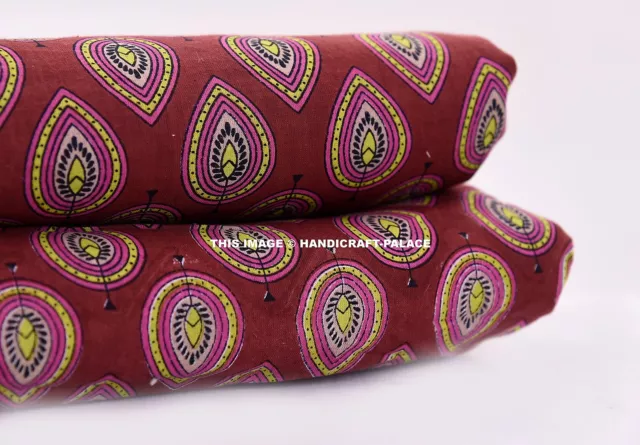 4.6m Indien Imprimé Feuille Tissu Coton Robe De Matériel Artisanat Couture Décor