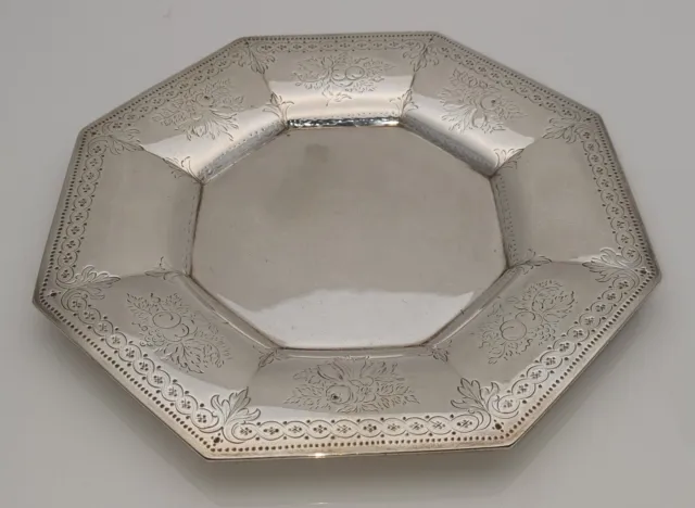 Rare shape octagonal silver salver card tray by important Barnard family c.1874