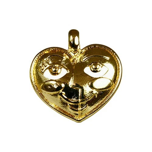 Pendentif Cœur En Métal Doré Vintage Rochas Paris Haute Couture - Collier Occasion En Très Bon état