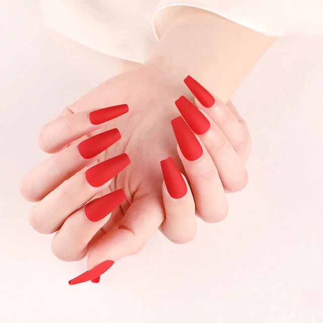 100X French Acrylic False Nail Tips Stiletto Almond Coffin Natural Clear UV Gel 2