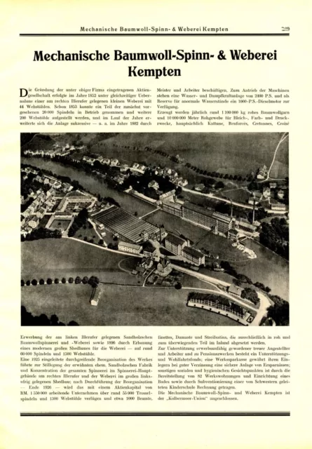 Spinnerei & Weberei Kempten XL Reklame 1927 Werbung Allgäu +