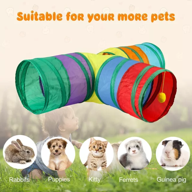 Foldable Pet Cat Puppy Kitten Play Toy Tunnel Rabbit Pop Up Rainbow Tunnel Tube