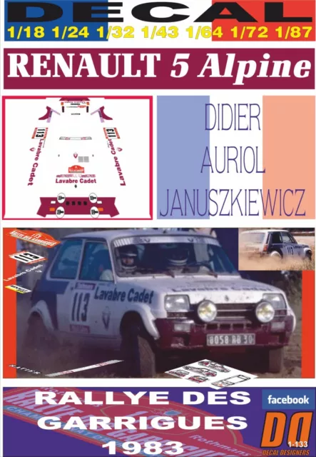 Decal Renault 5 Alpine Didier Auriol Rally Des Garrigues 1983 (01)