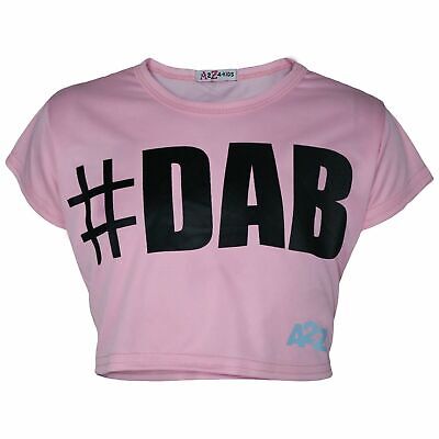 Bambine Top Corto # DAB Rosa Confetto Trendy Floss Moda T Shirt Top T-Shirt 5-13